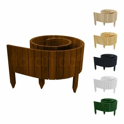 Abbildung von Floranica Rollborder II Flexibler Holzzaun 203cm Höhe: 40cm Braun Imprägniert Beeteinfassung