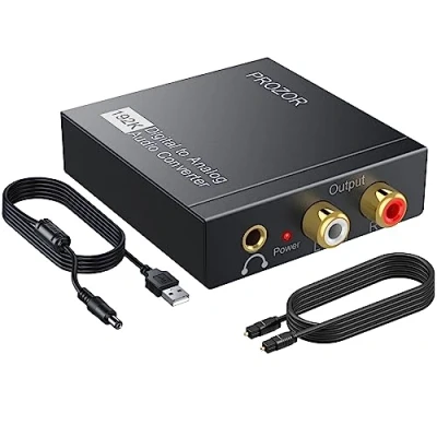 Abbildung von PROZOR Da Wandler Optisch auf Cinch Audio Adapter Toslink Klinke Aux Digital zu Analog Optisches Audiokabel Optical 3,5mm RCA für TV Blu Ray HD DVD