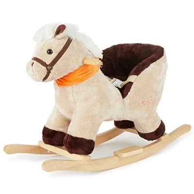 Abbildung von Bieco Schaukelpferd Plüsch Schaukeltier Pferd 73,5x33,5x53cm Baby Kinderschaukel Indoor Wippe Schaukel ab 1 Jahr Spielzeug 9 Monate