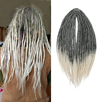 Abbildung von Dünne 0,6cm Lange Double Ended Synthetische Dreadlock Verlängerungen 20 Zoll 10 Strang Häkelhaar Gehäkelte Zöpfe Hip Hop Style Soft Dreads Haarverlängerungen, MT1B/613#