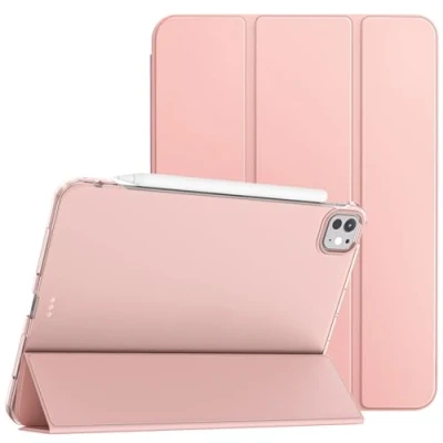 Abbildung von TiMOVO für iPad Pro 11 Zoll Hülle M4 2024, Schlank Ständer 11&quot; 5. Generation, Smart mit Transluzent Rückseite, Unterstützt Pencil und Pencil(USB C), Rosagold