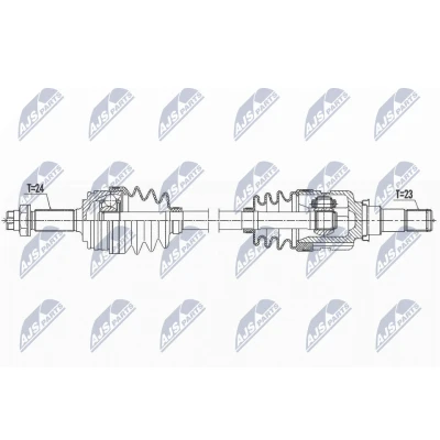Abbildung von NTY NPW TY 127 Antriebswelle Vorderachse links 650 TOYOTA: Aygo, CITROËN: C1 I, PEUGEOT: 107 Schrägheck