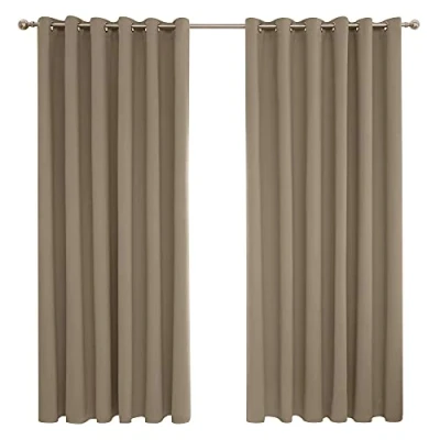 Abbildung von Deconovo Verdunkelungsvorhang Kälteschutz Gardinen Schlafzimmer Kälteschutzvorhang Blickdicht, 274x229 cm(HöhexBreite), Taupe, 2er Set
