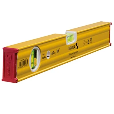 Abbildung von STABILA Wasserwaage Type 80 AS, 40 cm, verstärktes Alu Profil, 1 Horizontal Libelle, Vertikal integrierte Rutsch Stopper, Made in Germany