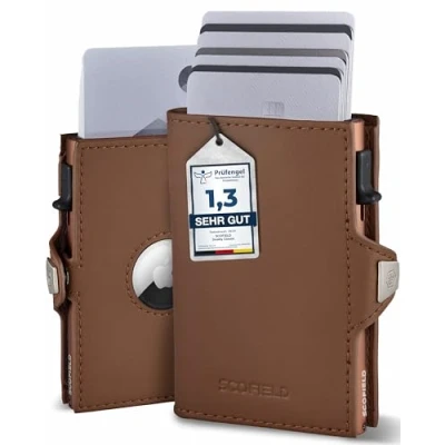 Abbildung von SF SCOFIELD Duality Airtag Wallet mit Münzfach I Geldbeutel für 8 10 Karten Portmonee Herren Apple Air Tag Fach Geldbörse RFID Schutz Smart Slim Clip