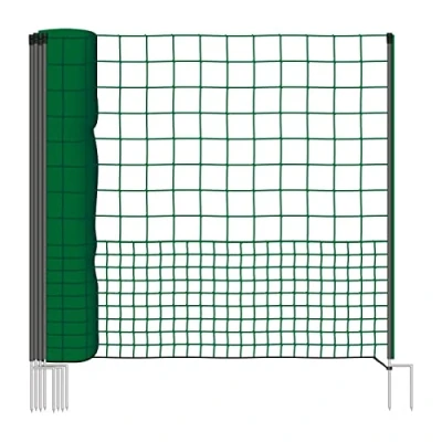 Abbildung von VOSS.farming 25m Hühnernetz mit Durchgang, 125cm, 7 Pfähle, 2 Spitzen, grün, ohne Strom