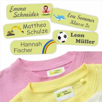 Abbildung von Indigos UG Namensschilder für Kleidung hellgrün 35x10mm 60 Stück Namensaufkleber Kinder Schule &amp; Gegenstände, Kindergarten, KITA Wäscheetiketten selbstklebend