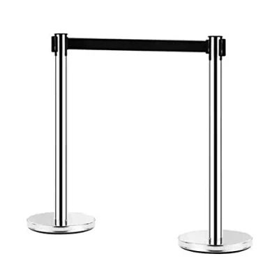 Abbildung von 2 Stück Set FLEXIBARRIER Personenleitsystem Absperrständer Krom Ecoline 2m Gurtlänge *schwarz*, Absperrständer, Absperrband, Absperrpfosten