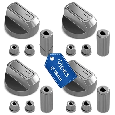 Abbildung von VIOKS Drehknopf Herd 4x Set 38mmØ Schalter mit Adaptern 16 teilig Elektroherd &amp; Gasherd Zubehör Knöpfe für Backöfen Herde