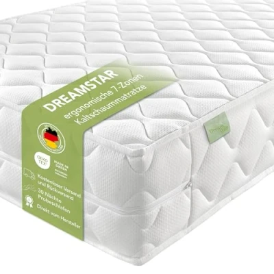 Abbildung von Kaltschaummatratze Ergo Flex XXL, Dreamstar, 22 cm hoch, orthopädische 7 Zonen Wendematratze, H3 und H4 in einer Matratze
