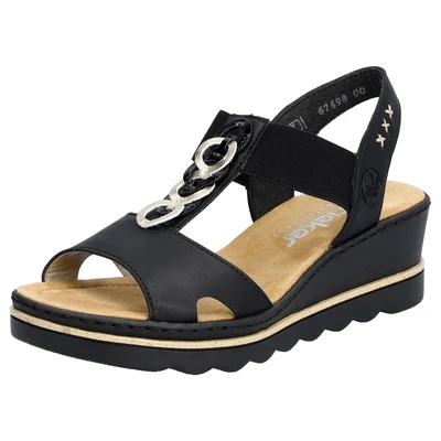 Abbildung von Rieker Plateausandalette, Damen, Größe: 36, Schwarz Schuhe