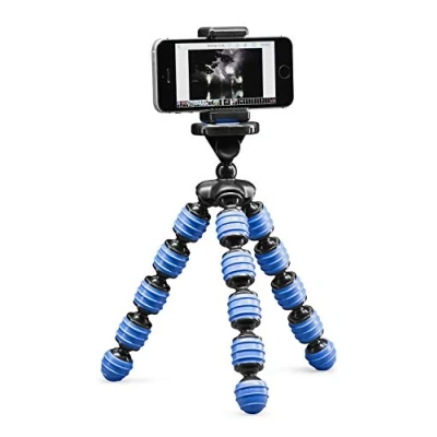 Abbildung von Cullmann Alpha 350 Mobile Flexibles Ministativ mit Smartphone Halterung, blau, Tragfähigkeit 1 kg, 204g leicht, 50024, (23 cm)