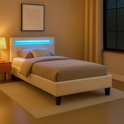 Abbildung von CARO Möbel Polsterbett MANDALAY, Einzelbett Jugendbett Bettgestell mit LED 90 x 200 cm