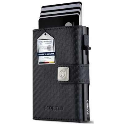Abbildung von SF SCOFIELD Trinity Premium Slim Wallet mit Münzfach I Wallets for Men Kartenetui 10 12 Karten Kreditkartenetui RFID Schutz Portemonnaie Smart Geldbörse