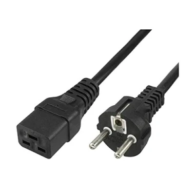 Abbildung von Stromkabel, 16 A, Schuko Stecker auf 3 polige Buchse IEC 320 C19, 1,8 m, schwarz für USV, Rack Schrank, Rechenzentrum