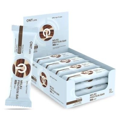 Abbildung von QNT Dose Milkii Protein Bar (12x60g) Proteinriegel Proteinreich und zuckerarm Brownie