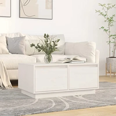 Abbildung von DYRJDJWIDHW couchtisch,wohnzimmertisch,couchtisch rund,Couchtisch Weiß 80x50x35 cm Massivholz Kiefervasagle,couchtisch Holz,beistelltisch Holz,