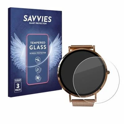 Abbildung von Savvies Panzer Schutz Glas für Micento California Smartwatch (3 Stück) 9H Hartglas, Anti Fingerprint, Displayschutz