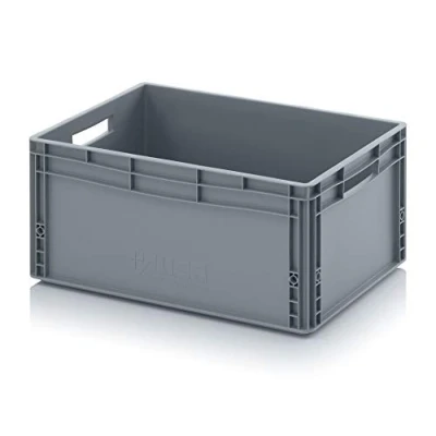Abbildung von Auer Packaging Eurobehälter 60 x 40 27 Euro stapelbar 60x40x27 Lagerbox Eurobox groß grau Transportbox Catering Garagenbox Plastik Box mit Griffen