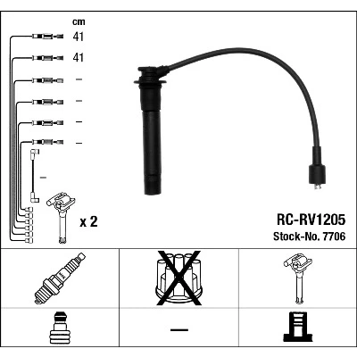 Abbildung von NGK 7706 Zündkabelsatz 2 ROVER: 25 Schrägheck, 75
