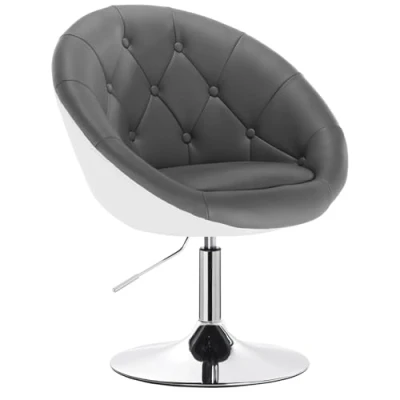 Abbildung von WOLTU® BH41grw 1 x Barsessel Loungesessel mit Armlehne Kunstleder 2 farbig Grau+Weiß