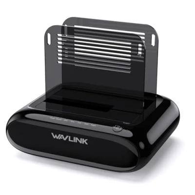Abbildung von WAVLINK Externe Festplatten Docking Station mit Zwei Schächten 2x20TB Support, USB 3.0 zu SATA I/II/III für 2.5 oder 3.5in HDD, SSD Offline Clone Funktion, unterstützt UASP 5Gbps