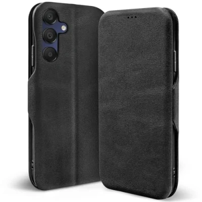 Abbildung von Verco Handyhülle für Samsung Galaxy A35 5G, Premium Handy Flip Cover 5G Hülle [integr. Magnet] Book Case Tasche, Schwarz