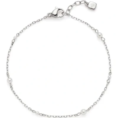 Abbildung von JEWELS BY LEONARDO Armband Ciao Navina, Arm Schmuck aus silberfarbenem Edelstahl, filigrane, weiße Imitationsperlen, 18 21 cm Länge, Damen, 024453