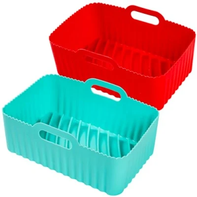 Abbildung von Siliz Airfryer Silikoneinlagen für Ninja, 2 Stück Mintgrün Rot, wiederverwendbare Silikon Einlagen, Ersatz Einweg Pergamentpapier Zubehör ninja heißluftfritteuse