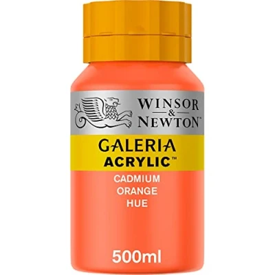 Abbildung von Winsor &amp; Newton 2150090 Galeria Acrylfarbe, hohe Pigmentierung, lichtecht, buttrige Konsistenz, 500 ml Topf Kadmiumorange