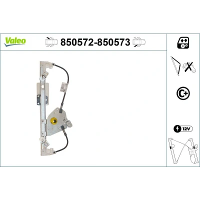 Abbildung von Valeo Fensterheber hinten links elektrisch ohne Elektromotor mit Komfortfunktion 850572 FORD: Focus Mk1 Schrägheck, Kombi