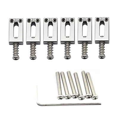 Abbildung von Musiclily Ultra 10,8mm Moderne Messing Saitenreiter Saddles für Strat Tele Style E Gitarre, Chrom(6er Set)
