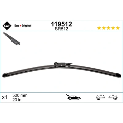 Abbildung von Scheibenwischer Swf Visioflex Rear 119512 500mm hinten Rahmenlos OPEL: Insignia A Schrägheck, FORD: Mondeo 5 Schrägheck