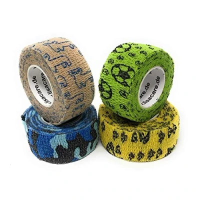 Abbildung von LisaCare selbsthaftender Wundverband elastisches, wasserfestes, staub fett und schmutzabweisendes Pflaster bunt mit Motiven 4 Rollen á 2,5cm x 4,5m (2,5cm, Jungs)
