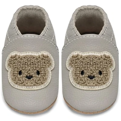 Abbildung von IceUnicorn Krabbelschuhe Baby Lauflernschuhe Jungen Weiche Leder Babyschuhe Kleinkind Lederschuhe mädchen Babyhausschuhe(G Bär,0 6)