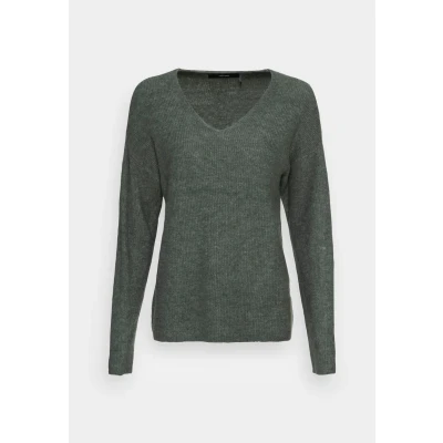 Abbildung von Vero Moda Vmcrewlefile Vneck Strickpullover, Damen, Größe: Medium, Balsam green melange