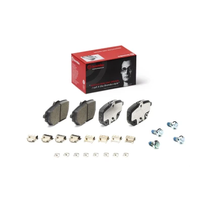 Abbildung von BREMBO P 83 182 Bremsbelagsatz mit akustischer Verschleißwarnung Anti Quietsch Blech, Bremssattelschrauben Zubehör