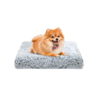 Abbildung von MDDK DY Hundebett, katzenbett, klein Hundekissen Waschbare, Flauschige Hundematte, Langer Plüsch, weiche Polsterung, multifunktional Hundekistenmatratze, Ombré Grau,50x40x5cm