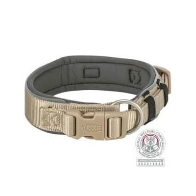 Abbildung von TRIXIE Hunde Halsband Premium Halsband, extra breit, sand/grafit