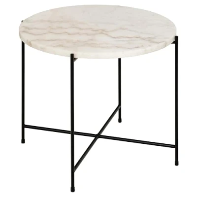 Abbildung von ACTONA GROUP Beistelltisch &quot;Avila&quot;, Ecktisch, rund, Tischplatte aus Marmorstein, T: 52 cm