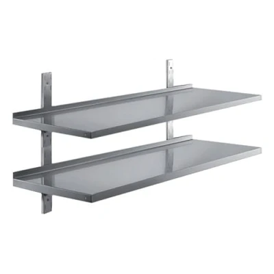 Abbildung von GastroHero Edelstahl Wandregal doppelt I 180 x 30 cm Wandbord Gastronomie Edelstahlregal mit 2 Ablageböden Hängeregal für Küche &amp; Gastro