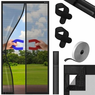 Abbildung von KESSER® Magnet Fliegengitter Tür Insektenschutz 110 x 220 cm Magnetvorhang Türvorhang Schutzgitter mit kinderleichter Inkl. Klebemontage für Balkontür Terrassentür Kellertür Montage Ohne Bohren