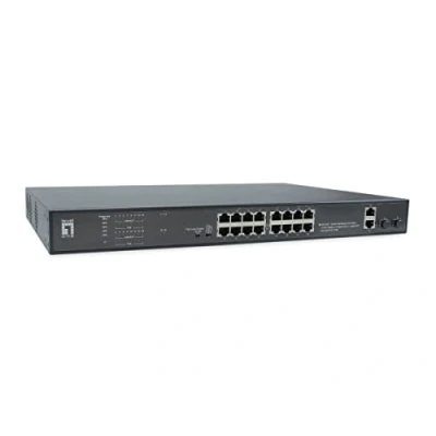 Abbildung von LevelOne Switch 20 Fast Ethernet Ports mit 16 PoE 270W 2 Gigabit Ports, SFP (FGP 2031)