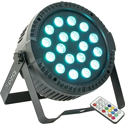 Abbildung von IBIZA THINPAR 18X1RGB LED PAR Scheinwerfer Disco DJ Party Club Effekt Floorspot Effektlicht Fernbedienung DMX Stroboskop