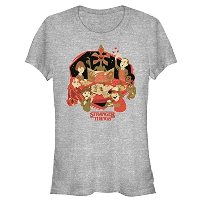 Abbildung von Stranger Things Damen Dnd Group Short Sleeve T shirt, Heather Grey, M