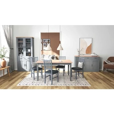 Abbildung von Inter Link Esstisch Esszimmertisch Küchentisch Kiefer Massivholz Landhausstil FSC 140x90x75 cm Zandiara grau/Oak colori Forenzo