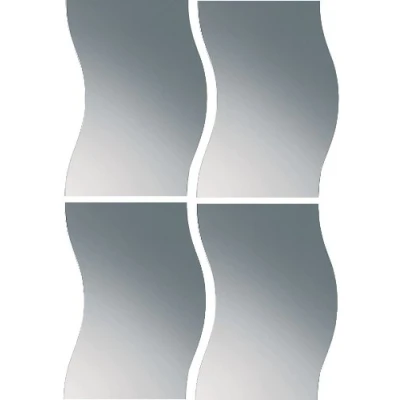 Abbildung von dreiBaum Spiegelkachel Set Welle aus Echtglas 29 x 37 cm 4 teilig