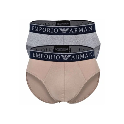 Abbildung von Emporio Armani 2ER PACK Endurance LOGO Slip, Herren, Größe: Medium, Beige grau