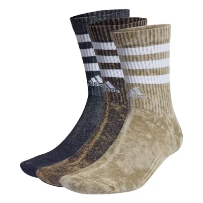 Abbildung von adidas Unisex Kinder 3 Streifen Stonewash Crew Socken Paar, Shadow Olive/Olive Strata/Silver Pebble, 7 8 Jahre