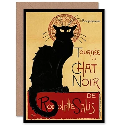 Abbildung von Wee Blue Coo Black Cat Chat Noir Rodolphe Paris France Birthday Sealed Greeting Card Plus Envelope Blank inside Frankreich